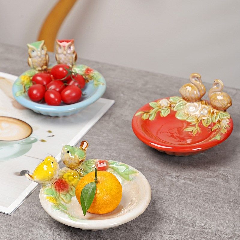创意陶瓷点心盘精致茶点水果盘创意小鸟客厅家用收纳盘烟灰缸皂盒,家居饰品,桌面摆件,淘宝优惠券,粉丝福利购,淘宝优惠卷