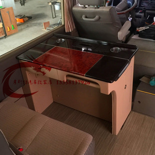 丰田柯斯达考斯特车载办公桌 改装桌子  商务桌 全桃桌 氛围灯