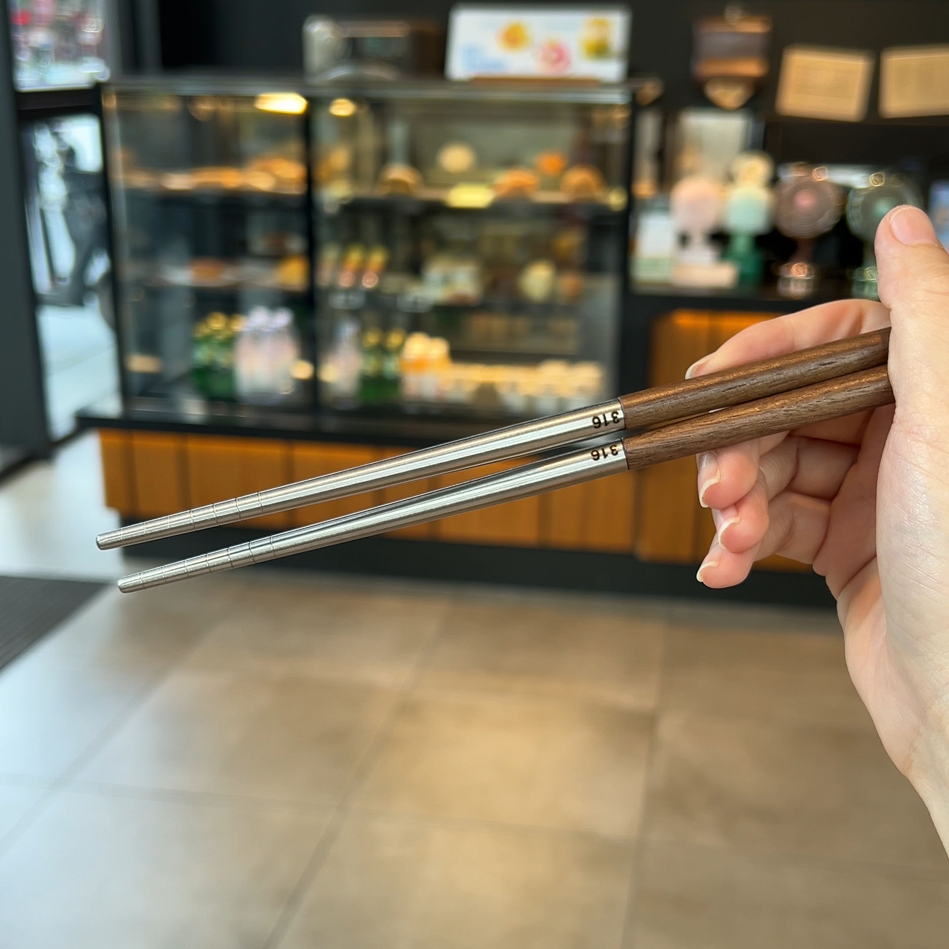 【轻奢胡桃木】316不锈钢筷子家用高档餐具防烫一人单人装筷子