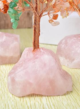 水晶树粉晶宝石天然黄水晶招财树摆件饰品送礼物可爱工艺品消磁石