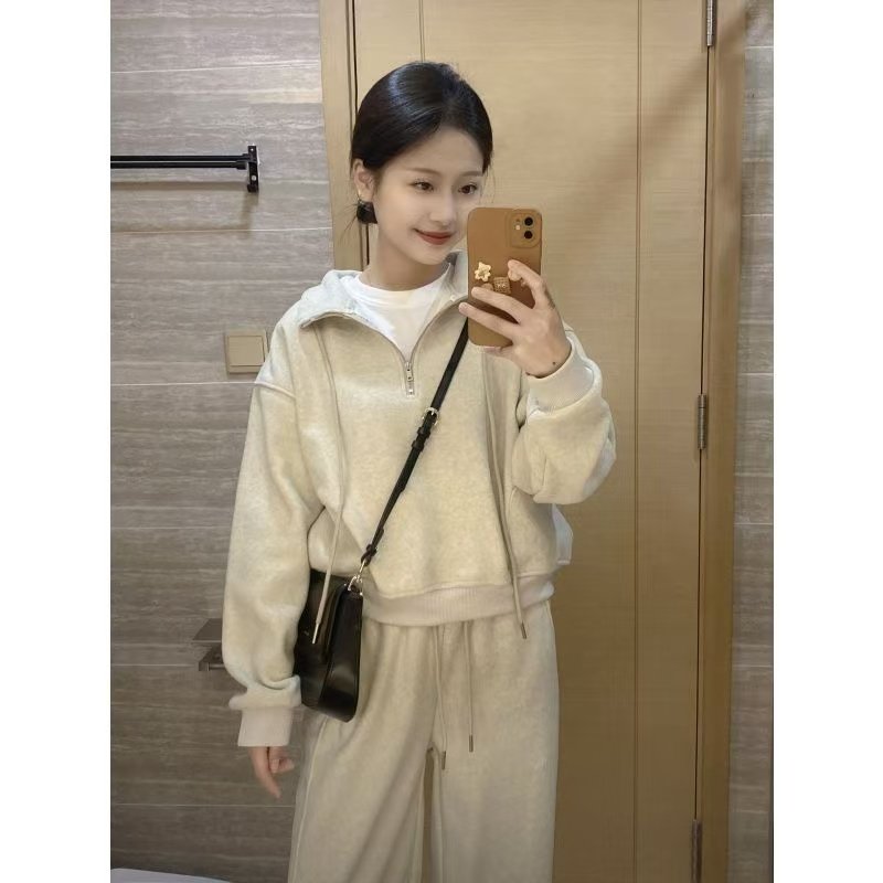 oversize卫衣卫裤两件套女春秋季今年流行韩系慵懒风休闲运动套装