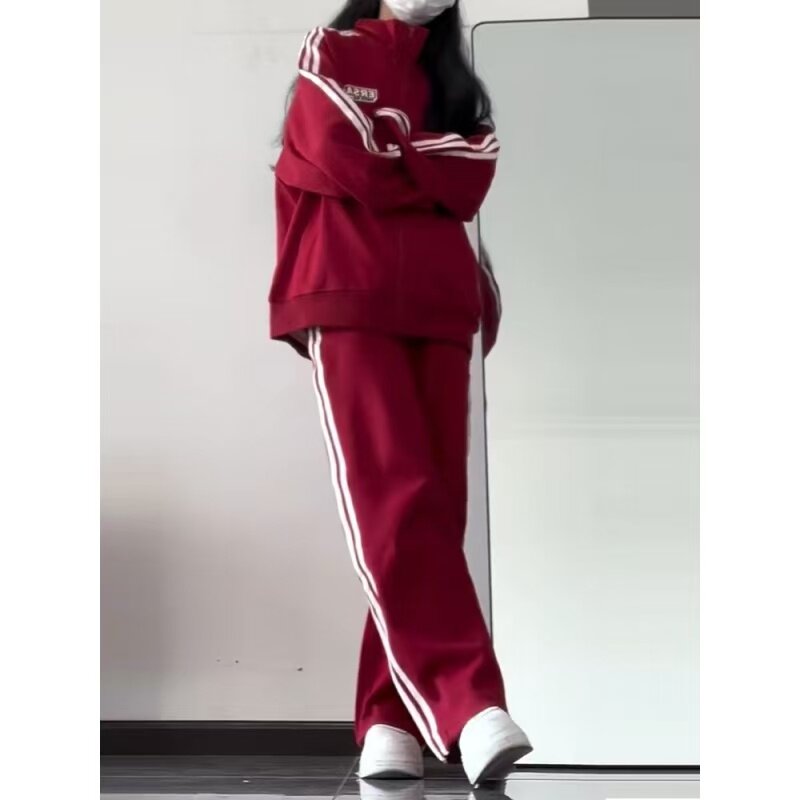 新款校园风运动服套装女秋冬韩版学生拉链卫衣长裤休闲两件套