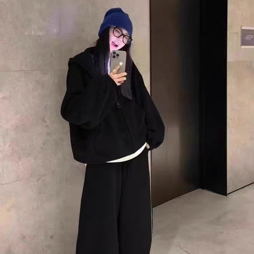 连帽卫衣外套休闲宽松美式复古