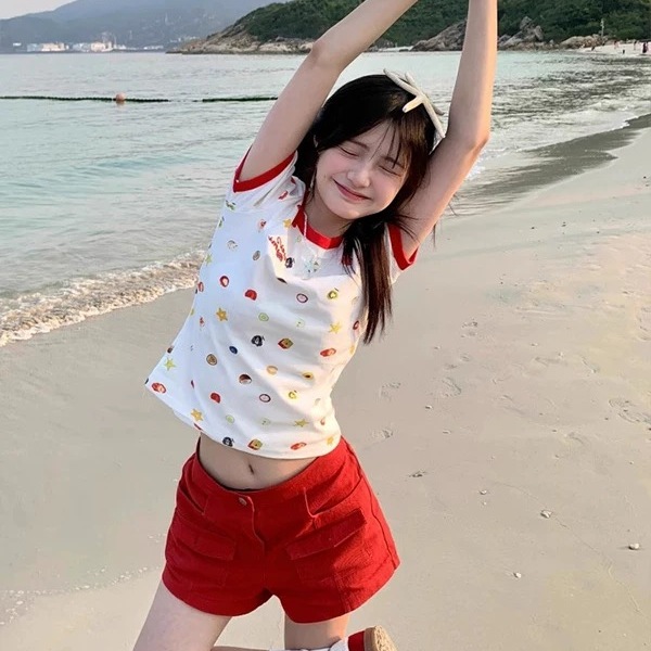 趣味水果短袖休闲运动套装夏季