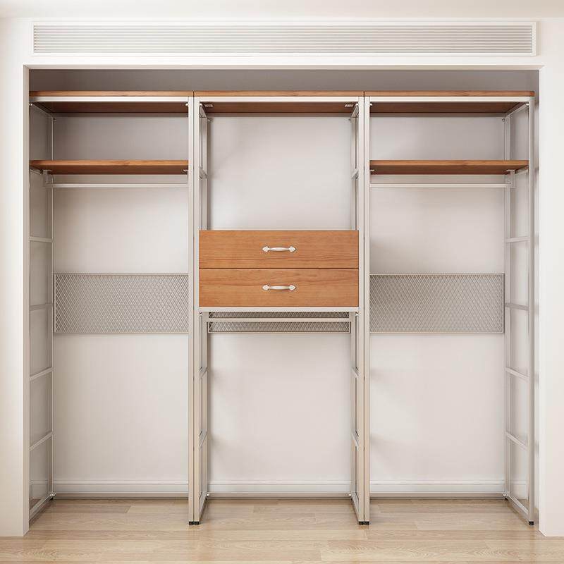 金属衣柜全实木新款2025爆款卧室家用铁艺钢架结构转角衣帽间