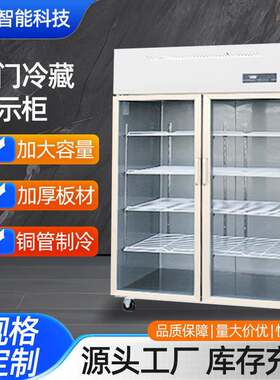 双门冷藏展示柜商用不锈钢大容量立式铜管制冷玻璃门保鲜柜冰箱