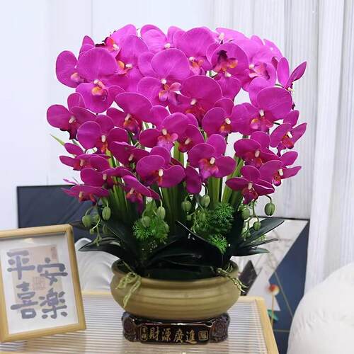 花特大号手感PU蝴蝶兰客厅装饰花电视柜玄关假花店铺前台摆件