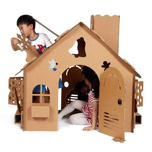 圣诞小屋纸箱DIY城堡小房子儿童玩具屋室内男孩女孩游戏屋模型