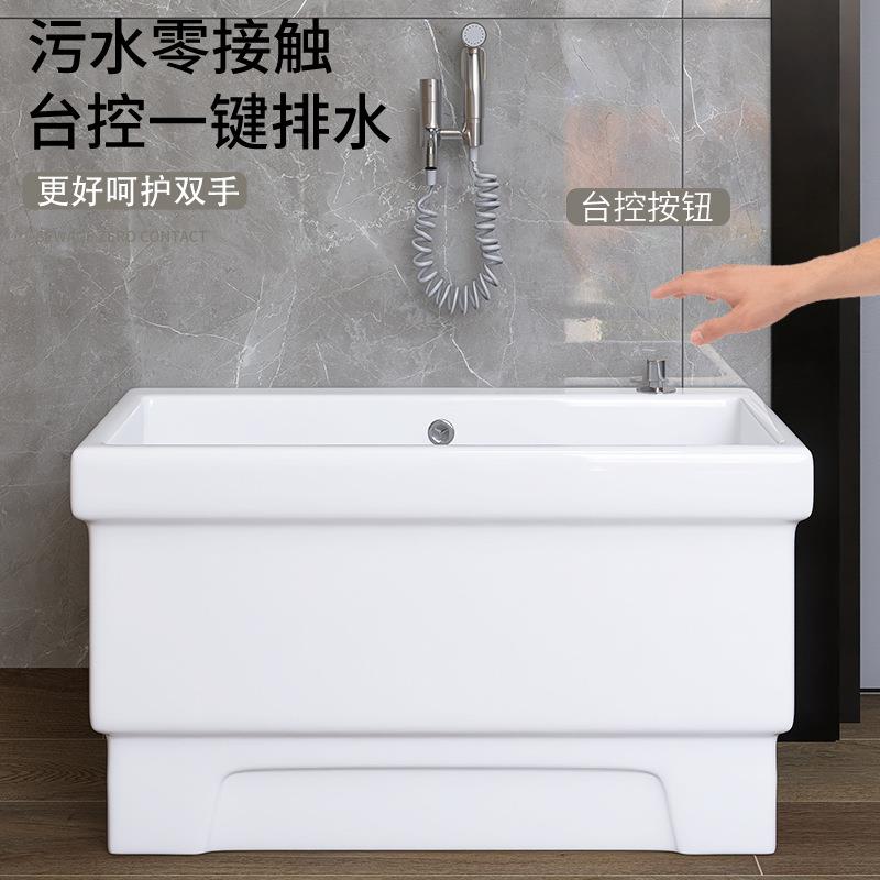 阳台特大号超长池陶瓷洗拖把池长方形拖布池落地式超大号洗拖布池