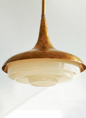 美式复古卧室吊灯仿玉玻璃灯罩中古法式轻奢意式餐厅衣帽间书房灯