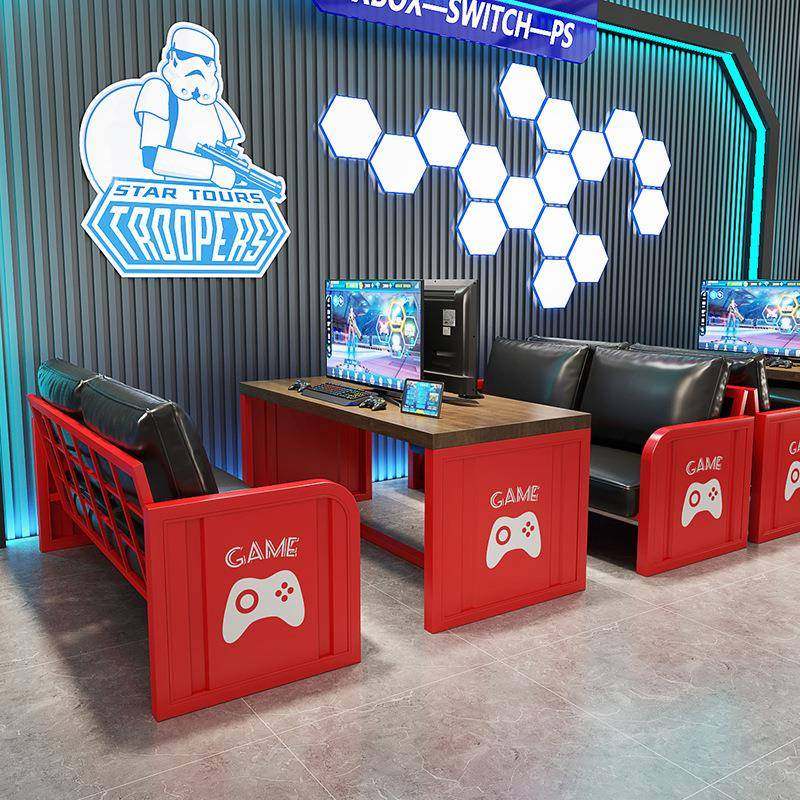 电竞房卡座沙发电脑游戏厅网咖双人沙发椅子商场商铺商用桌椅组合