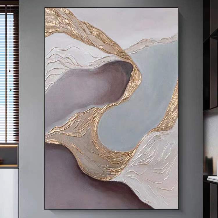 纯手绘抽象色块肌理油画现代落地画客厅玄关入户挂画大尺寸装饰画图片