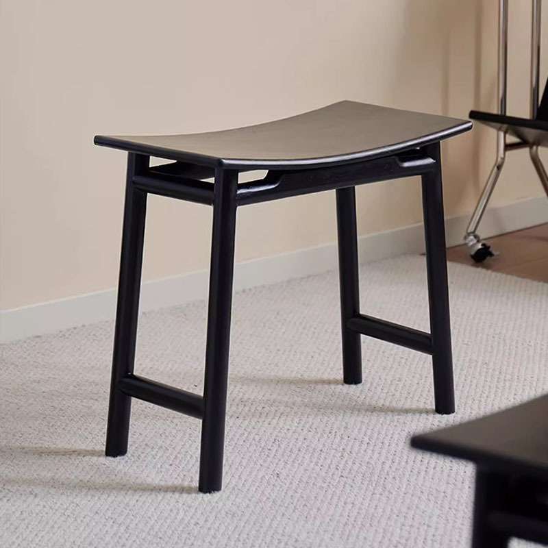 实木马鞍凳家用轻奢化妆凳卧室梳妆台凳子黑色化妆椅客厅方形板凳