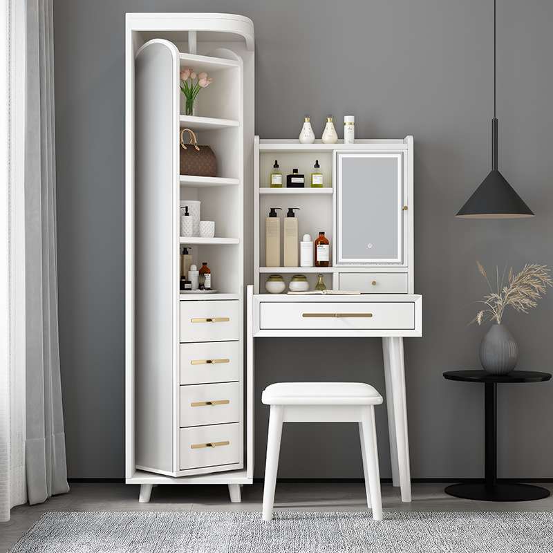 北欧实木梳妆台卧室小户型化妆台收纳柜一体储物化妆桌化妆镜