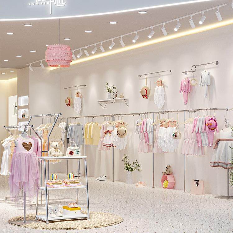 童装店不锈钢展示架上墙组合创意陈列架轻奢货架服装店挂衣架