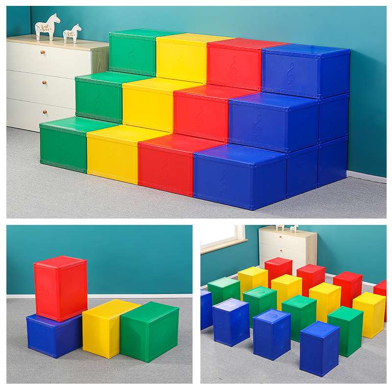 普育 幼儿小学音乐教室合唱凳 塑料音乐凳 六面体积木凳子