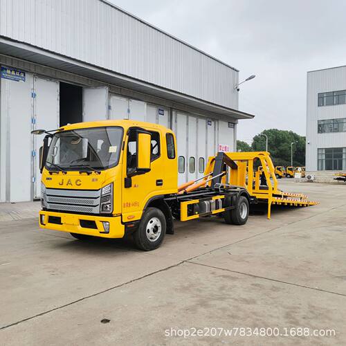 江淮骏铃A9蓝牌重载版清障车3米8轴距排半驾驶室一拖三轿运车
