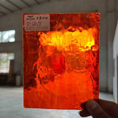 桔红水波纹本色玻璃装饰镶嵌教堂玻璃艺术隔断玻璃原片