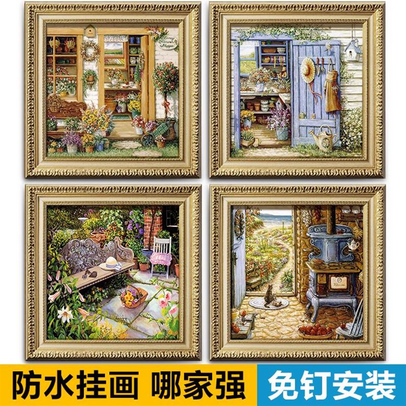 欧式庭院风景油画酒店客厅沙发背景墙壁餐厅走廊过道玄关装饰挂画图片