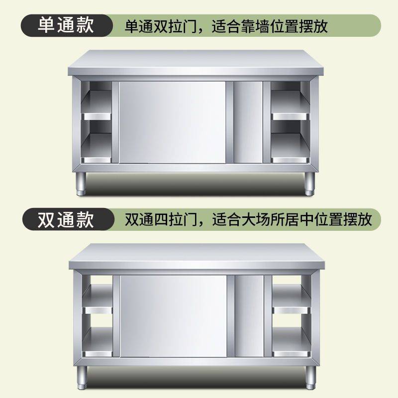 打包台304不锈钢工作台厨房橱柜商用餐饮店桌子家用操作台推拉门