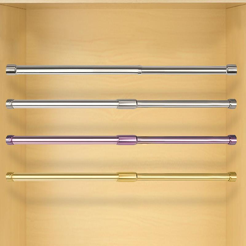 不锈钢伸缩挂衣杆加厚衣柜内挂衣杆衣橱衣通杆晾衣横杆固定配件厂