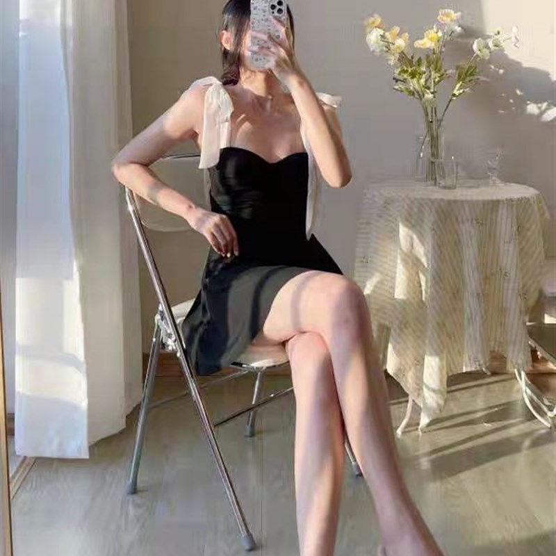 泳衣女夏连体裙式显瘦遮肚小胸聚拢仙女范黑色泳装女保守学生温泉