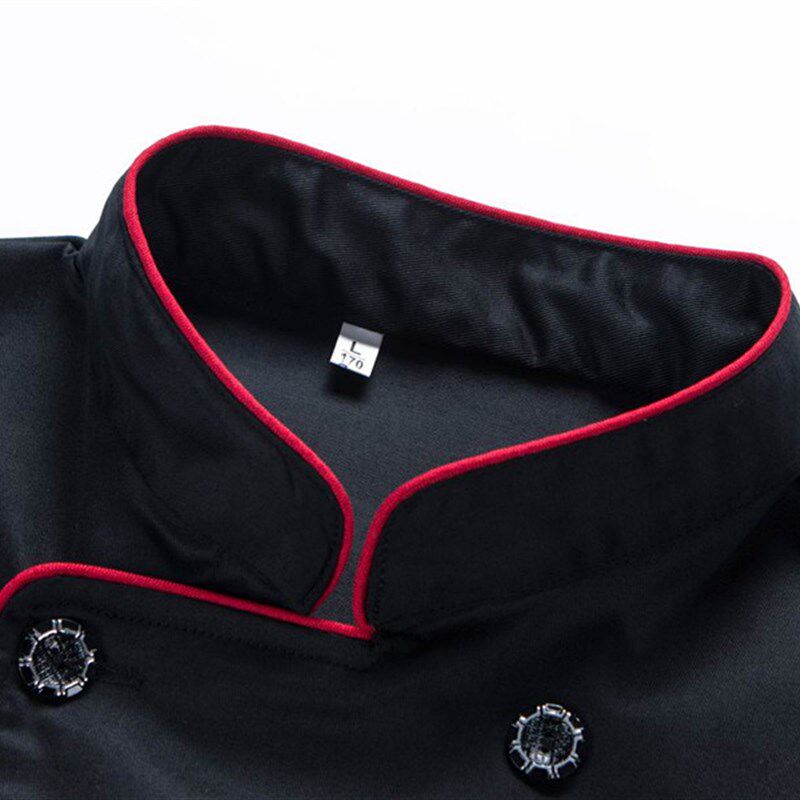 厨师服长袖厚款酒店厨房男女西餐厅黑色厨师服长袖春秋冬装可绣字