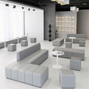 办公室接待沙发休息区会客培训机构休闲等候区长沙发卡座定制靠墙