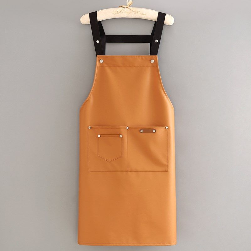 免洗围裙厨房做饭加厚防水防油PU围腰新款家用洗碗防污护衣工作服