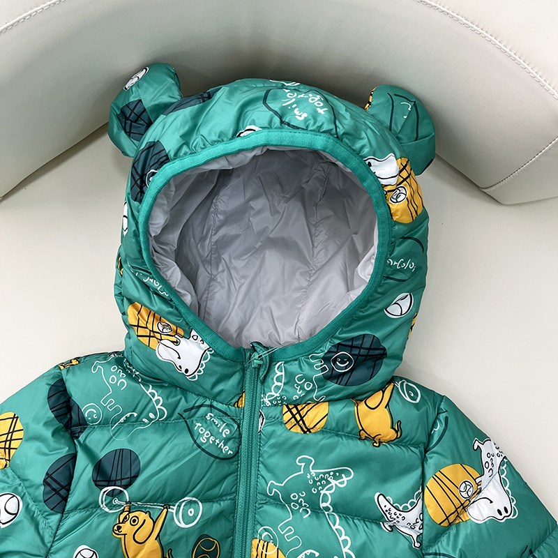 儿童满印卡通轻薄羽绒服连帽休闲薄款羽绒服