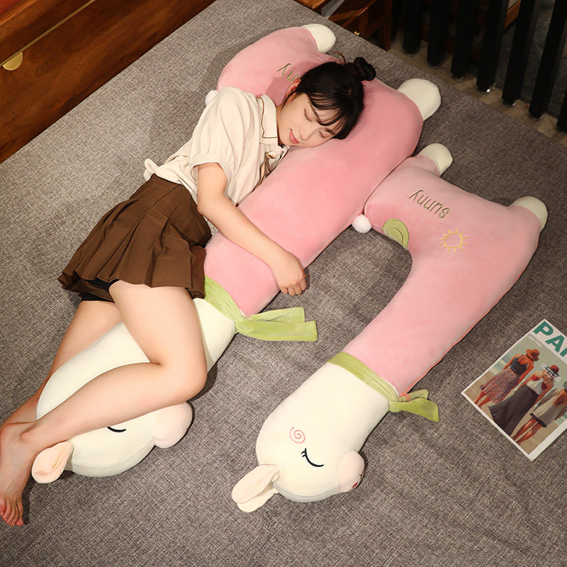 粉色抱枕女生睡觉专用可拆洗夹腿布娃娃J大号抱睡公仔羊驼毛绒玩