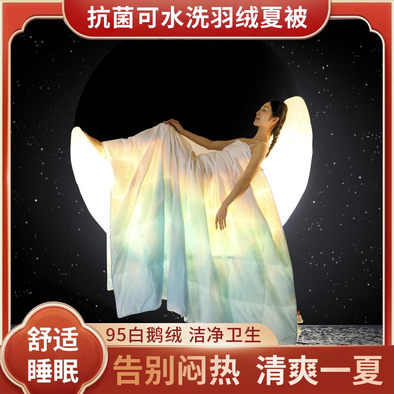 夏季可水洗机洗95白鹅绒夏被空调被被芯单双人Q夏凉被暖气羽绒被