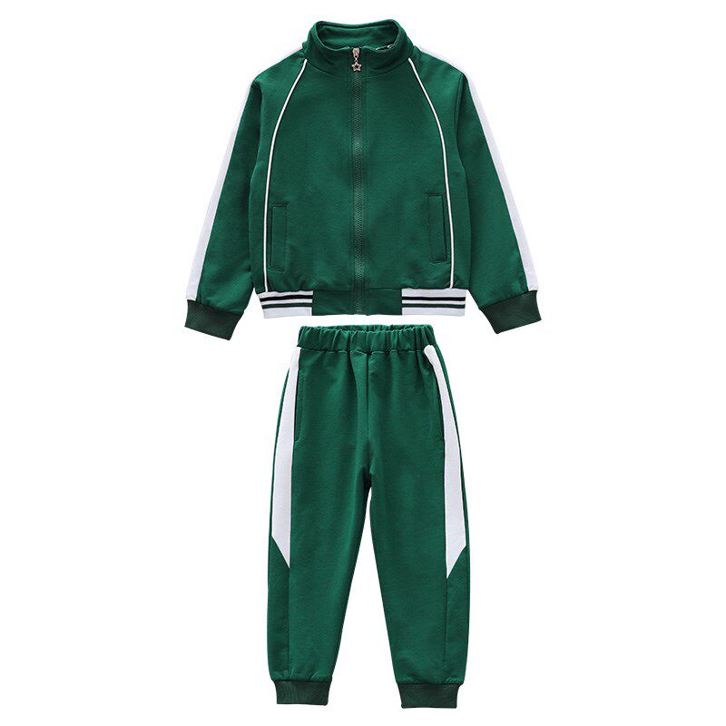 幼儿园园服春秋款小学生红色绿色校服儿童长袖班服运动风三件套装