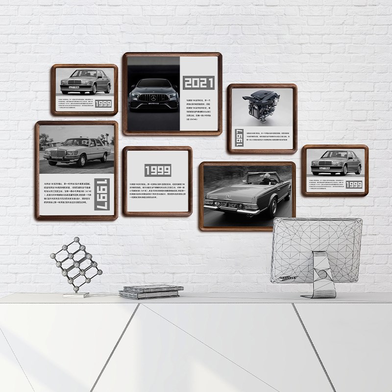 现代简约照片墙实木竖式玄关过道相框墙客厅挂墙装饰企业文化墙