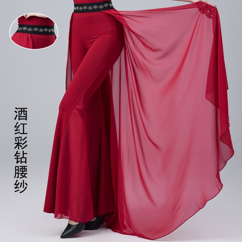 形体礼仪渐变色腰封舞蹈训练一片式飘纱女模特走秀课腰巾导师