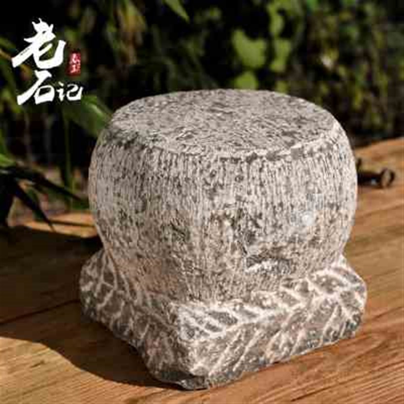 新款新品古旧石墩柱脚老石墩子底座圆柱石脚明清圆形方角底座石墩