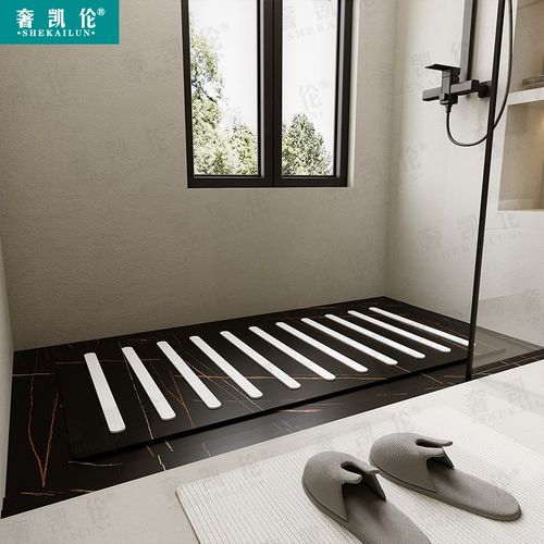 卫生间下沉式淋浴房定制岩板浴室无障碍冲凉脚垫防滑石底座踏板