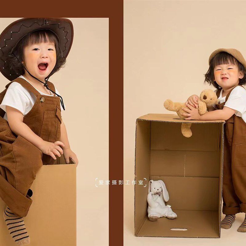 儿童摄影服装牛仔背带裤可爱男女宝宝拍照服装影楼艺术照拍摄道具