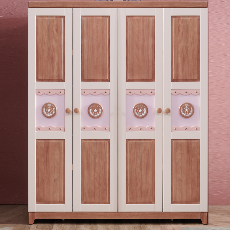 全实木原木红檀木家用大衣柜2门3门4门木质衣橱儿童收纳柜卧室柜
