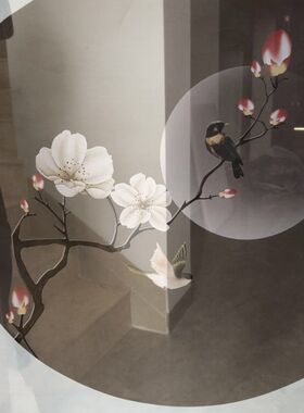 定制超大幅宽不虚边双面半透明纱布画画心芯屏风软帘隔断圆框画用
