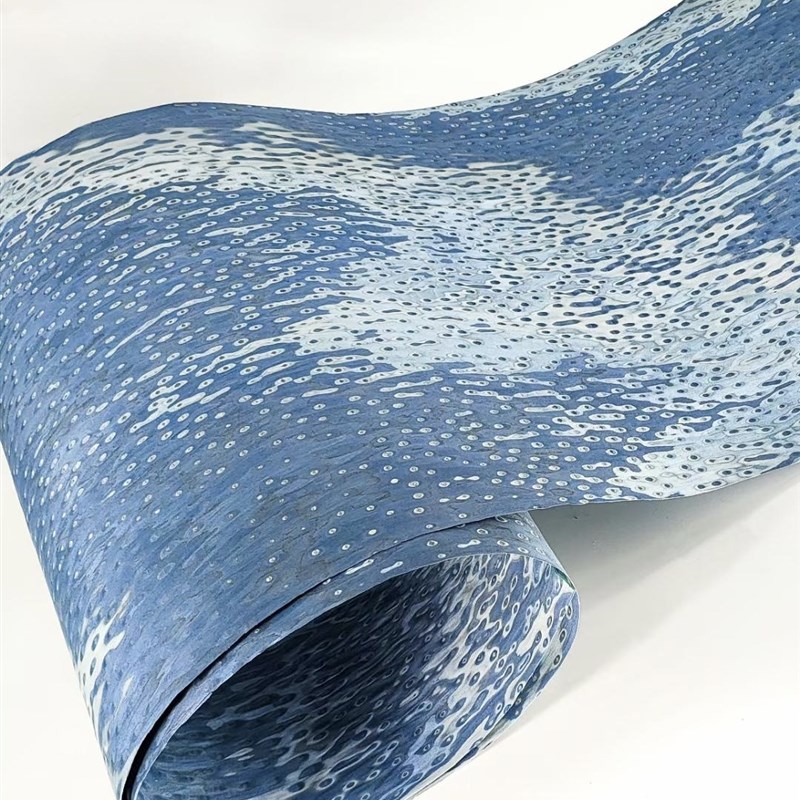 装修装饰 手工贴皮 木饰面贴皮蓝色浪花  科技木皮家具科技木皮