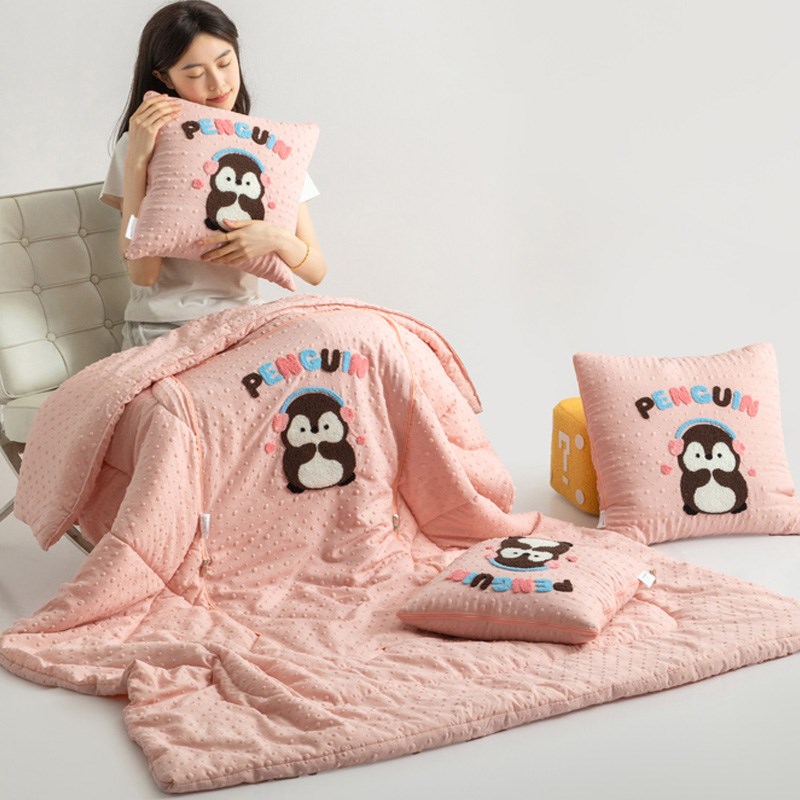 抱枕被子两用二合一车载午睡空调毯学生宿舍午休豆豆被客厅靠垫夏