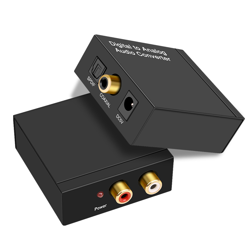 同轴射频数字转模拟光纤音频转换器转3.5音频线莲花线光纤接电视