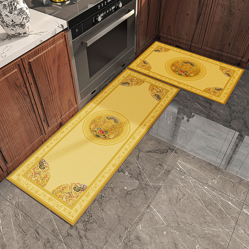 中式厨房地垫皮革防水防油可擦免洗垫子防滑脚垫家用长条厨房地毯