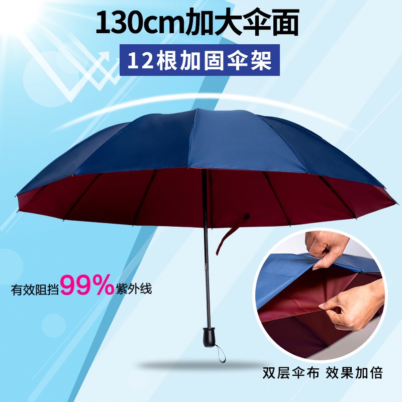 手动折叠伞双层雨伞加大加厚加固晴雨伞家用防风抗暴雨两用三人伞