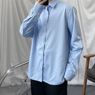 上野 dk衬衫基础款男生衬衫学院风 百搭衬衣长袖套装jk班服浅蓝