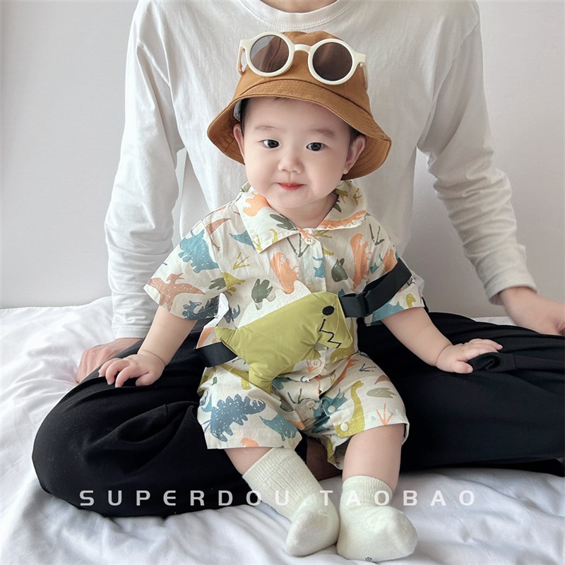 连体衣婴儿夏季男宝宝夏装超萌卡通包屁衣洋气婴幼儿外出爬服夏天