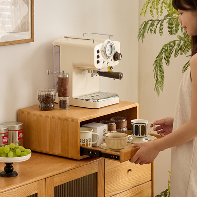 实木咖啡机增高置物架摆放台咖啡角水杯茶具桌面日式抽屉式收纳盒