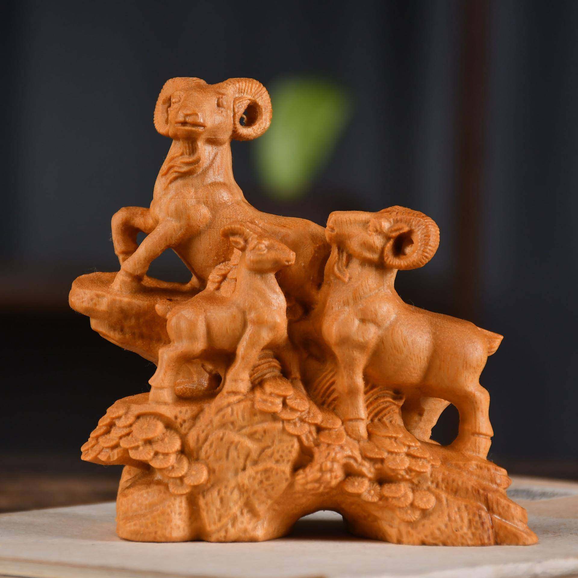 黄杨木木雕三羊开泰金钱羊摆件实木雕刻吉祥物可爱小羊桌面摆件羊,纺织面料/辅料/配套,纺织机械配件,淘宝优惠券,粉丝福利购,淘宝优惠卷