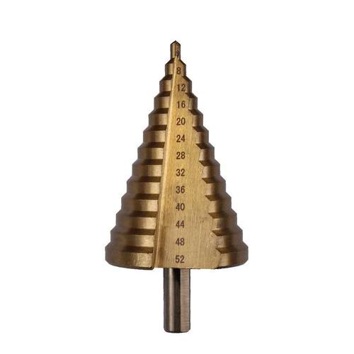 镀钛直槽三角柄宝塔钻头阶梯钻4-52圆柄钻高速钢手电钻